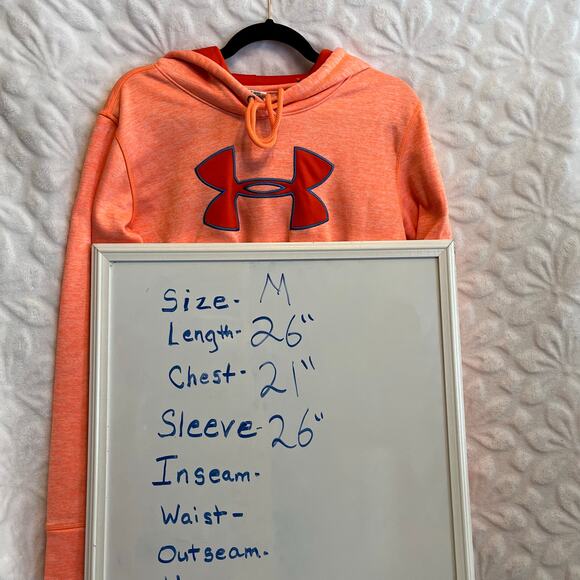 UNDER ARMOUR Orange Hoodie Size M light orange color with deeper orange design - Picture 5 of 5